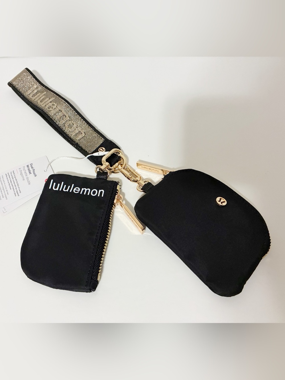 🌸 Lululemon Dual Pouch Wristlet Bag Black NWT